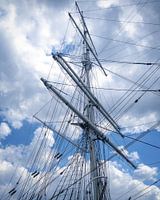 Mast of the three-master Duchesse Anne, Dunkirk, France.