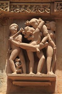 Die Tempel Reliefs von Khajuraho in Madhya Pradesh Indien