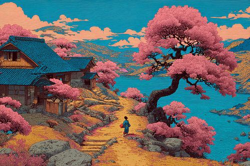 schilderachtig Japan Geisha in tuin