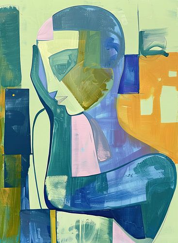 Moderne Frau | Minimalistisches Gesicht mit Farbe
