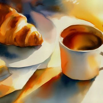 Stillleben mit Kaffee und Croissant | Ein Moment für sich selbst