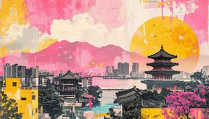 Japanische Kunst mit Landschaft
