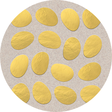 Abstracte geometrische ovale vormen in goud op beige van Dina Dankers