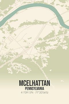Vintage landkaart van McElhattan (Pennsylvania), USA. van MijnStadsPoster