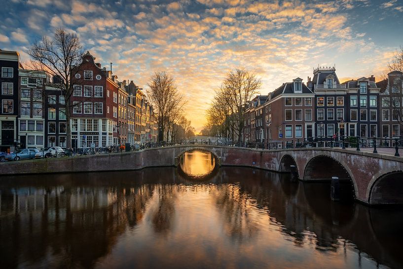 Keizersgracht, Amsterdam - Zonsondergang van Tomas van der Weijden