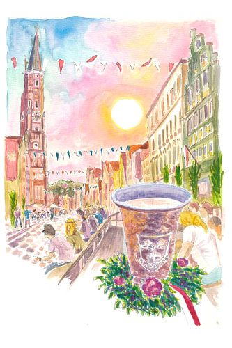 Les valets de ville de Landshut en tête du cortège de mariage du dimanche