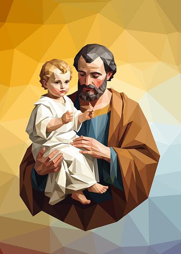 Saint Joseph and the Christ Child Low poly