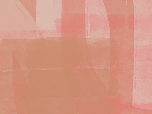 Subtiele abstracte vormen in roze, oker en wit