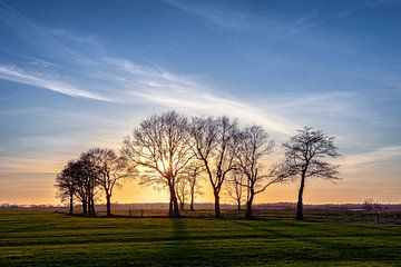 Coucher de soleil sur la zone de la Leekstermeer à De Onlanden sur R Smallenbroek