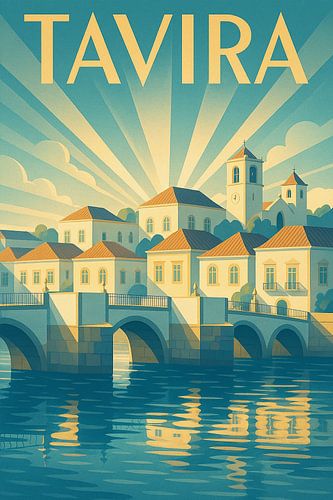 Tavira Portugal Art Deco Reisposter van Travel Shop