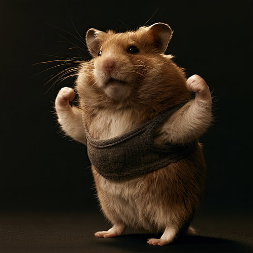 A hamster as a bodybuilder