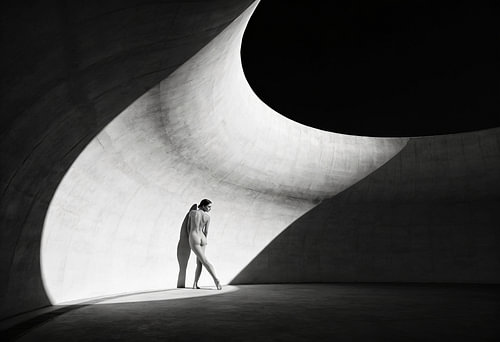 A silhouette portrait against the light