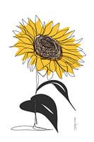 eine Linie Zeichnung Sonnenblume