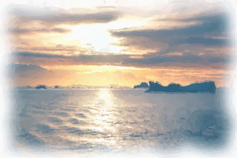 Antarctica zonsondergang van Maurice Dawson