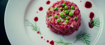 Beetroot tartare with pea decoration by Poster Art Shop
