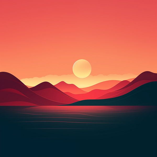 Zonsondergang Minimalisme modern lichte kleuren van TheXclusive Art