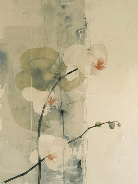 Orchidée de style japonais, moderne et abstraite par Japandi Art Studio