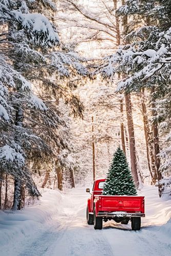 Christmas truck in the snow