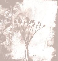 Modern abstract botanical art. Plant or flower in beige on white