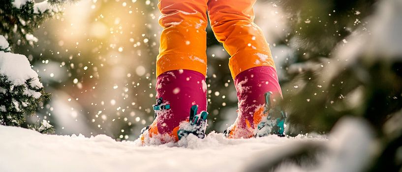Des bottes colorées dans la neige fraîche par Poster Art Shop