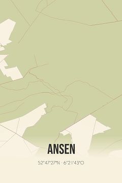 Vintage map of Ansen (Drenthe) by Rezona