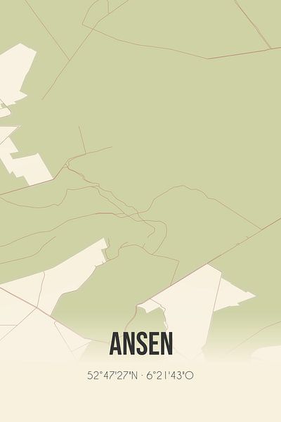 Carte ancienne d'Ansen (Drenthe) par Affiches de lieux
