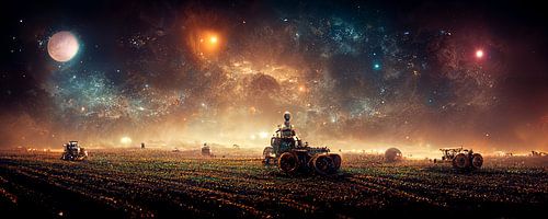 Panorama de la récolte dans l'espace