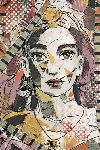 2 van 3 - knipsel collage mixed media met kranten acryl en digitaal tekenen