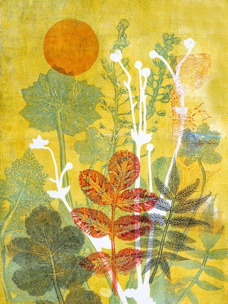 Botanisch motief in herfstkleuren van Lida Bruinen