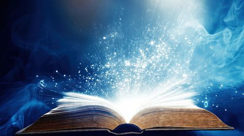 Magisch boek met gloeiend licht