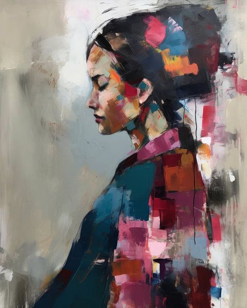 Portrait moderne et coloré par Carla Van Iersel
