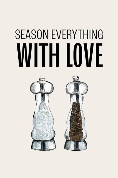 Season Everything With Love – Watercolor Salt &amp; Pepper Illustration by Marian Nieuwenhuis