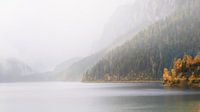 Ein Bergsee im Nebel