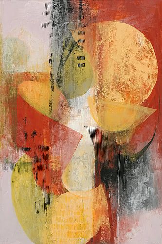 Rood Geel Abstract - Warm Geometrisch Schilderij