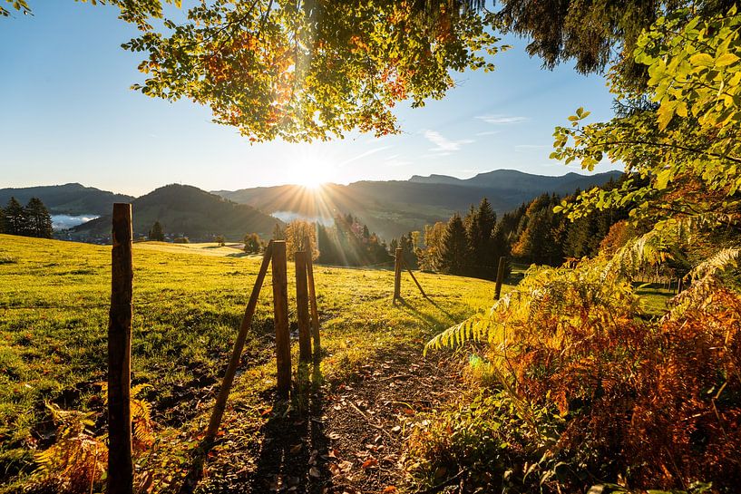 Morning atmosphere at sunrise with a view of the Hochgrat and the Allgäu Alps by Leo Schindzielorz