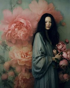 Portrait moderne "Pivoines" sur Carla Van Iersel