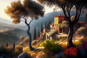Toscaanse flair - landschap met finca van Max Steinwald