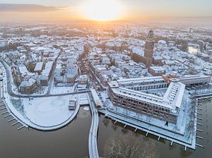 Das Stadtzentrum von Zwolle an einem kalten Wintermorgen