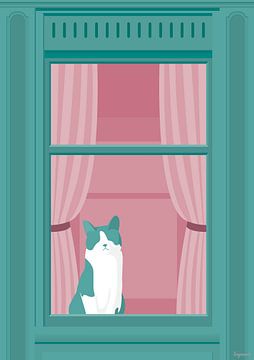 Cat in window by Ingmar Harthoorn