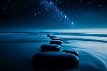 Kieselsteine und Sterne am Meer