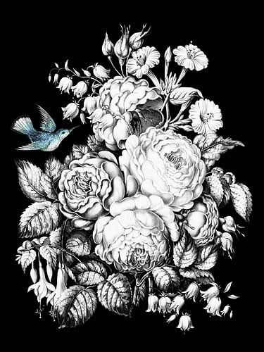 Roses and Bluebells by Marja van den Hurk