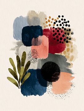Abstract with shapes, dots and leaves by Gypsy Galleria