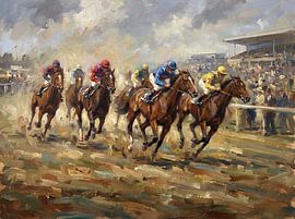Impressionistisches Gemälde eines Pferderennens