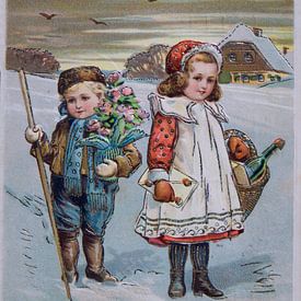 Frohes Neues Jahr Postkarte von 1908 von Patricia Hofmeester