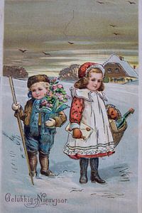 Frohes Neues Jahr Postkarte von 1908