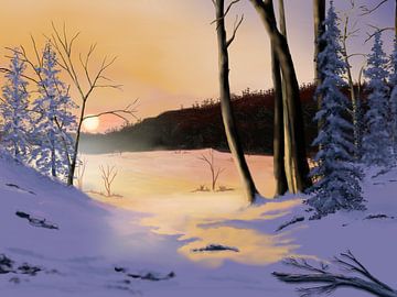 Winterliche Stille bei Sonnenuntergang