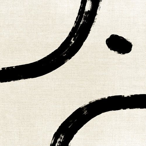 Œuvre d'art minimaliste japonaise composée de coups de pinceau noirs