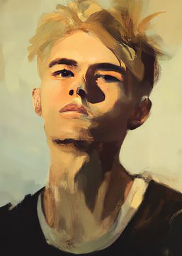 Portret " De blonde jongen" van Carla Van Iersel