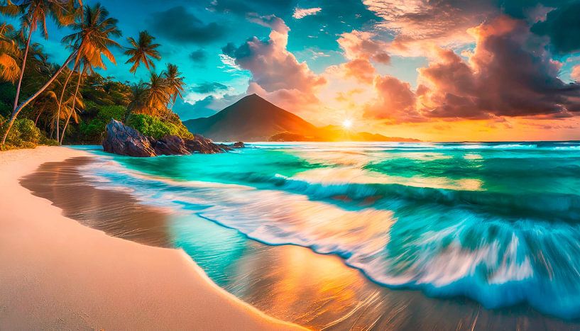 Sunset on the beach by Mustafa Kurnaz