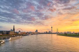 Düsseldorf skyline at sunset by Michael Valjak